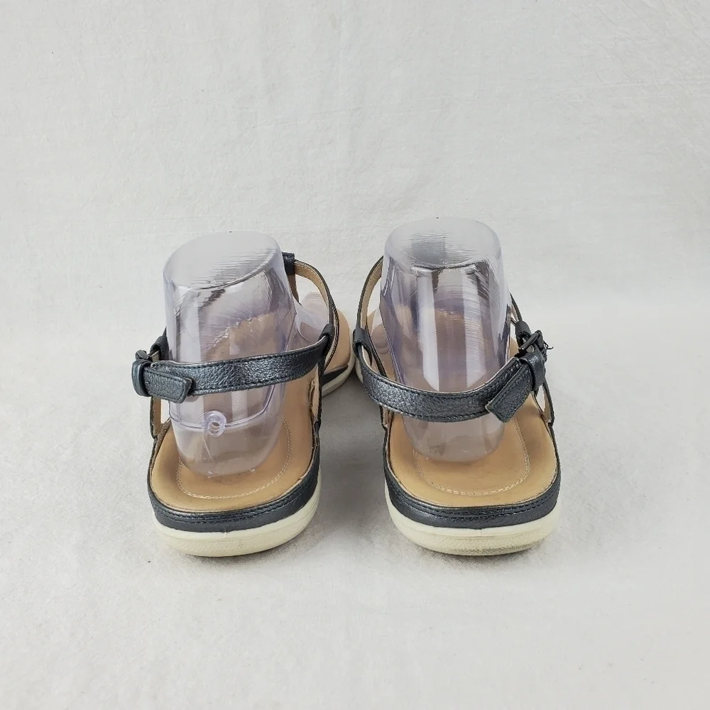 Ecco grey metallic thong sandals size 42